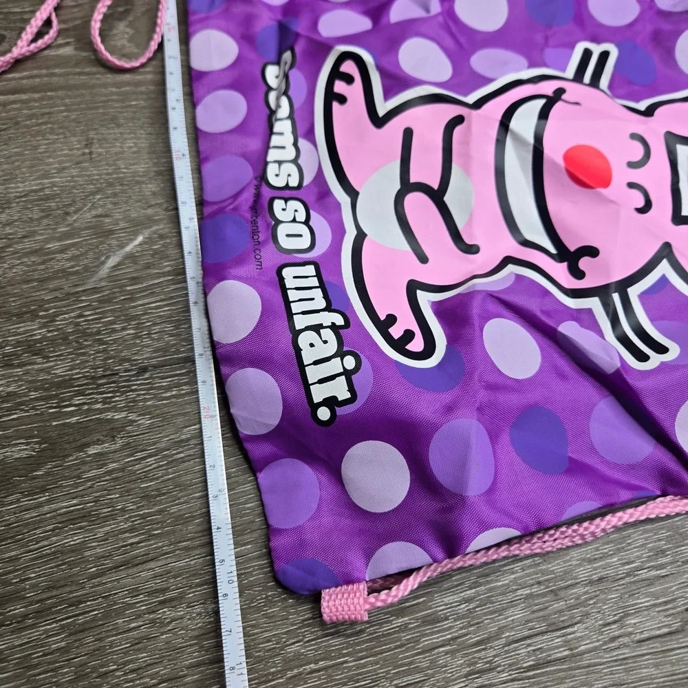 Vintage Y2K It's Happy Bunny Jim Benton Drawstring Cinch Sack Backpack Purple